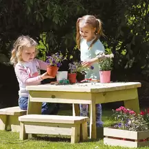 Square Table and Bench Set