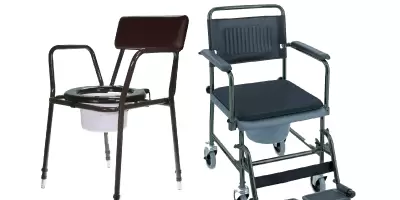 A transit commode and a static commode