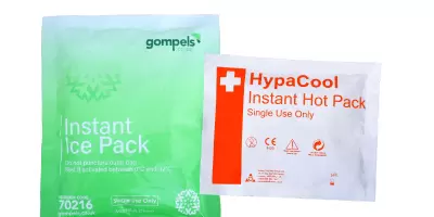 A cold pack and hot pack