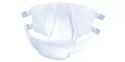 An adult nappy with the sticky tabs showing